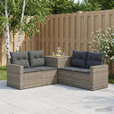 vidaXL Bankstel 5 st Zwart Poly Rattan en Staal