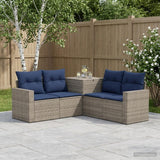 vidaXL Bankstel 5 st Zwart Poly Rattan en Staal