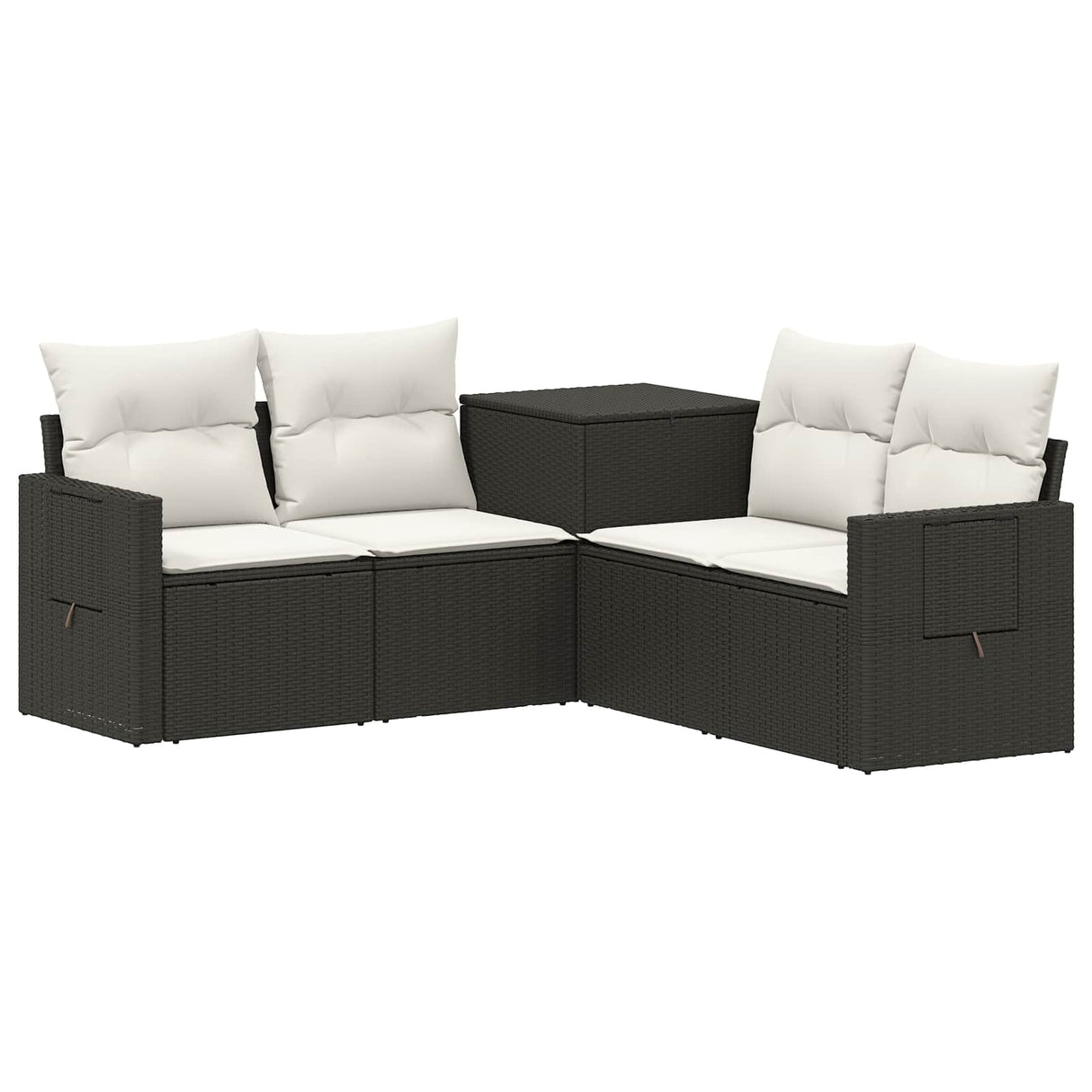 vidaXL Bankstel 5 st Zwart Poly Rattan en Staal