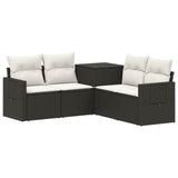 vidaXL Bankstel 5 st Zwart Poly Rattan en Staal