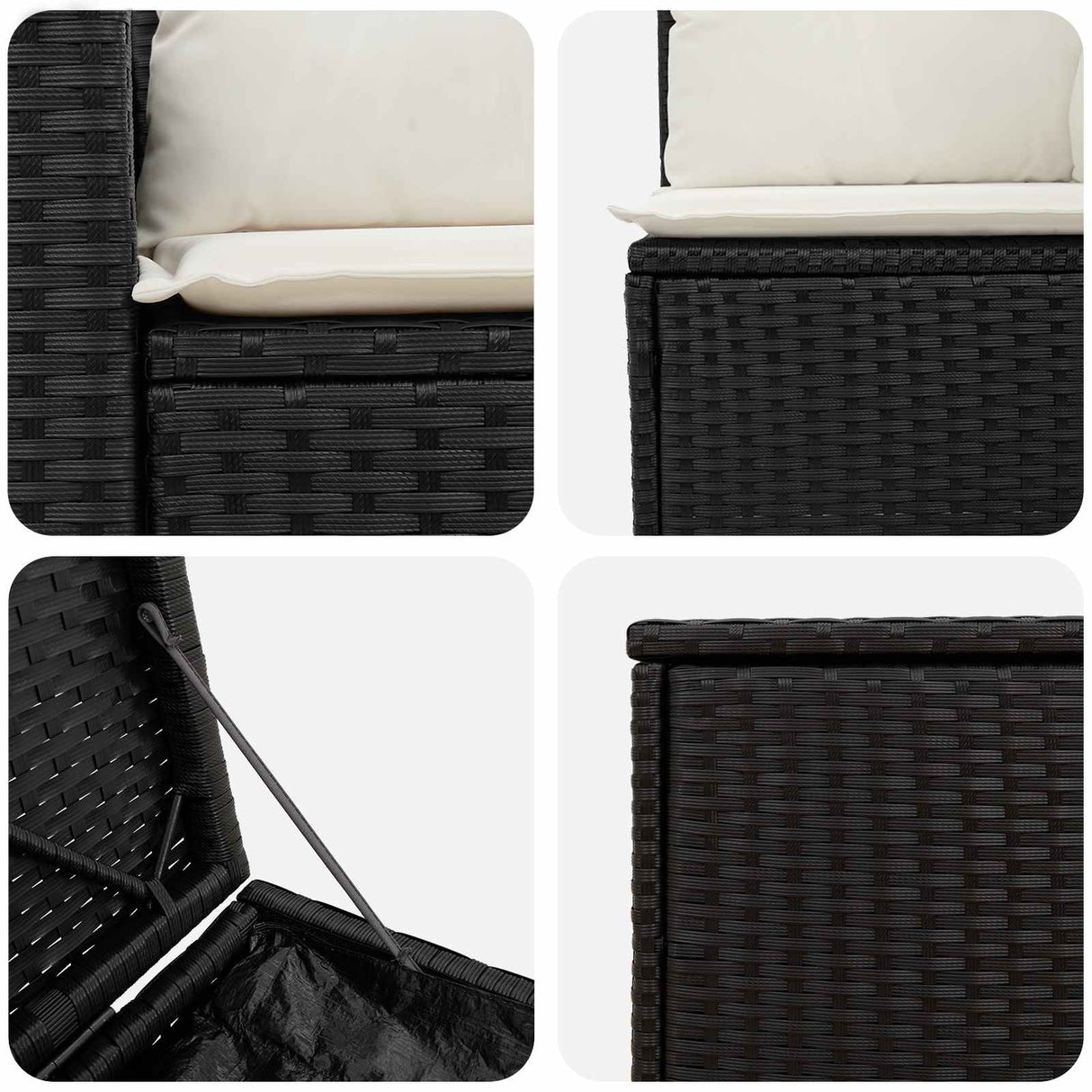 vidaXL Bankstel 5 st Zwart Poly Rattan en Staal