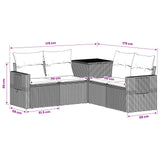 vidaXL Bankstel 5 st Zwart Poly Rattan en Staal