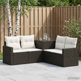 vidaXL Bankstel 5 st Zwart Poly Rattan en Staal
