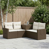 vidaXL Bankstel 5 st Zwart Poly Rattan en Staal