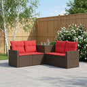vidaXL Bankstel 5 st Zwart Poly Rattan en Staal