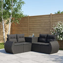 vidaXL 5-piece Sofa Set Black Poly Rattan and Steel
