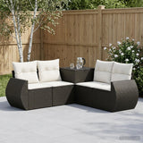 vidaXL 5-piece Sofa Set Black Poly Rattan and Steel