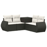 vidaXL 5-piece Sofa Set Black Poly Rattan and Steel