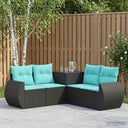 vidaXL 5-piece Sofa Set Black Poly Rattan and Steel