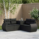 vidaXL 5-piece Sofa Set Black Poly Rattan and Steel