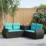 vidaXL 5-piece Sofa Set Black Poly Rattan and Steel