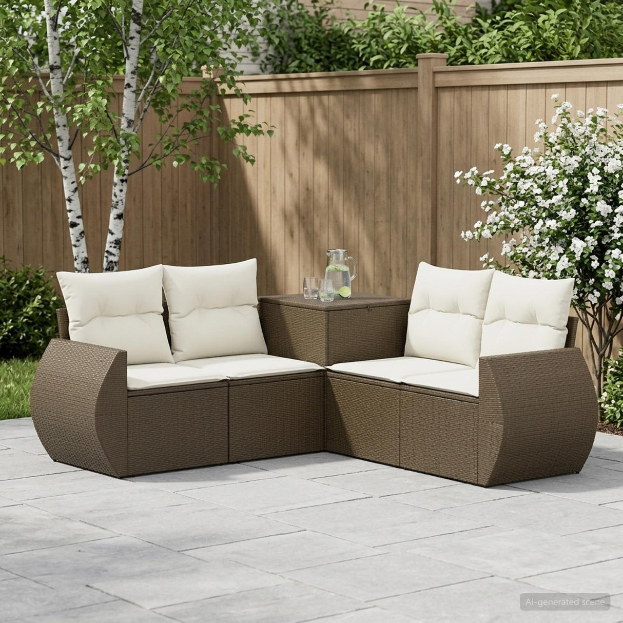 vidaXL 5-piece Sofa Set Black Poly Rattan and Steel