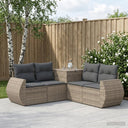 vidaXL 5-piece Sofa Set Black Poly Rattan and Steel