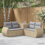 vidaXL 5-piece Sofa Set Black Poly Rattan and Steel