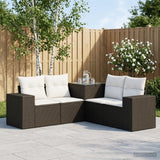 vidaXL Bankstel 5 st Zwart Poly Rattan en Staal