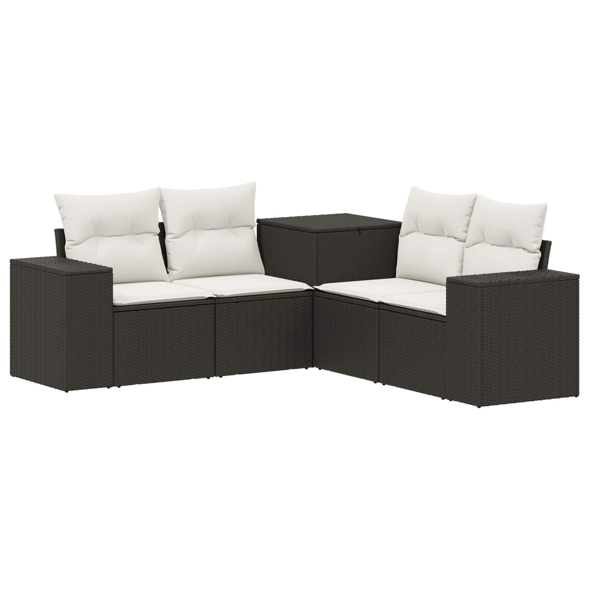 vidaXL Bankstel 5 st Zwart Poly Rattan en Staal