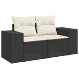 vidaXL Bankstel 5 st Zwart Poly Rattan en Staal