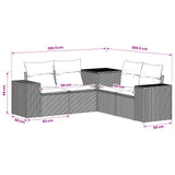 vidaXL Bankstel 5 st Zwart Poly Rattan en Staal
