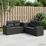 vidaXL Bankstel 5 st Zwart Poly Rattan en Staal