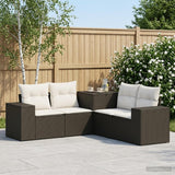 vidaXL Bankstel 5 st Zwart Poly Rattan en Staal