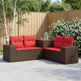 vidaXL Bankstel 5 st Zwart Poly Rattan en Staal