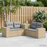 vidaXL Bankstel 5 st Zwart Poly Rattan en Staal