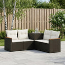 vidaXL Bankstel 5 st Zwart Poly Rattan en Staal