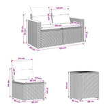 vidaXL Bankstel 5 st Zwart Poly Rattan en Staal