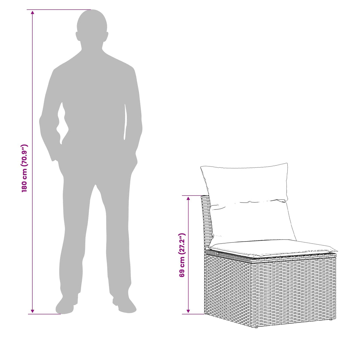 vidaXL Bankstel 5 st Zwart Poly Rattan en Staal