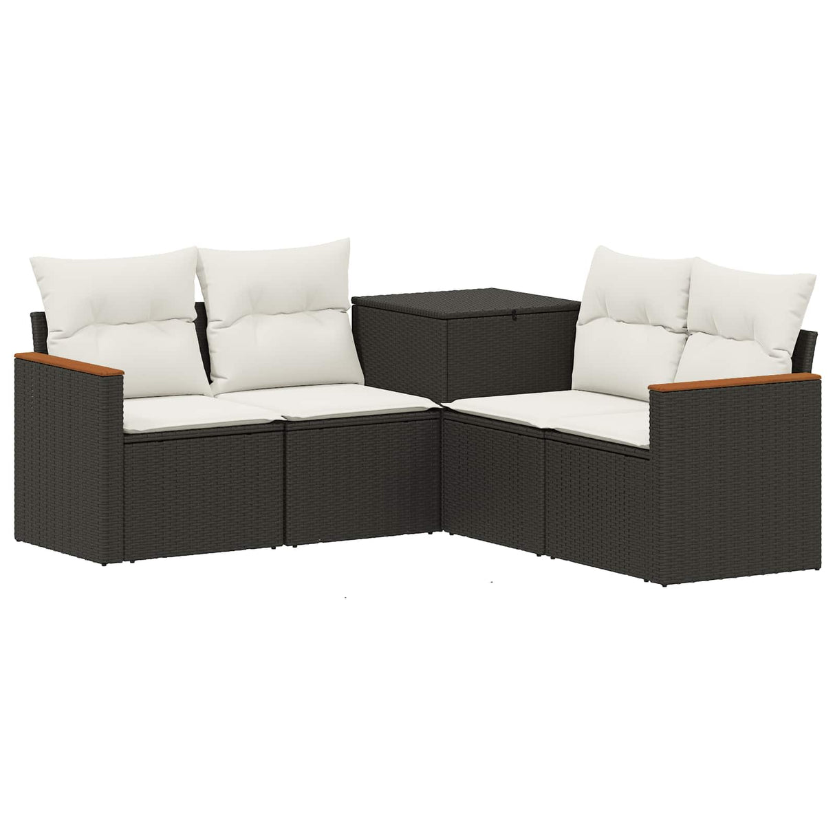 vidaXL Bankstel 5 st Zwart Poly Rattan en Staal