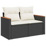 vidaXL Bankstel 5 st Zwart Poly Rattan en Staal