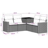 vidaXL Bankstel 5 st Zwart Poly Rattan en Staal