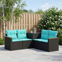 vidaXL Bankstel 5 st Zwart Poly Rattan en Staal
