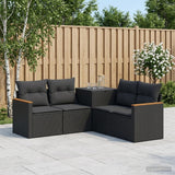 vidaXL Bankstel 5 st Zwart Poly Rattan en Staal
