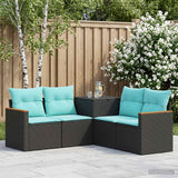 vidaXL Bankstel 5 st Zwart Poly Rattan en Staal