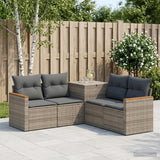 vidaXL Bankstel 5 st Zwart Poly Rattan en Staal