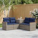 vidaXL Bankstel 5 st Zwart Poly Rattan en Staal