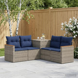 vidaXL Bankstel 5 st Zwart Poly Rattan en Staal