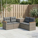 vidaXL Bankstel 5 st Zwart Poly Rattan en Staal