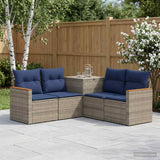 vidaXL Bankstel 5 st Zwart Poly Rattan en Staal