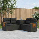 vidaXL Bankstel 5 st Zwart Poly Rattan en Staal