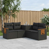 vidaXL Bankstel 5 st Zwart Poly Rattan en Staal