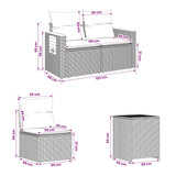 vidaXL Bankstel 5 st Zwart Poly Rattan en Staal
