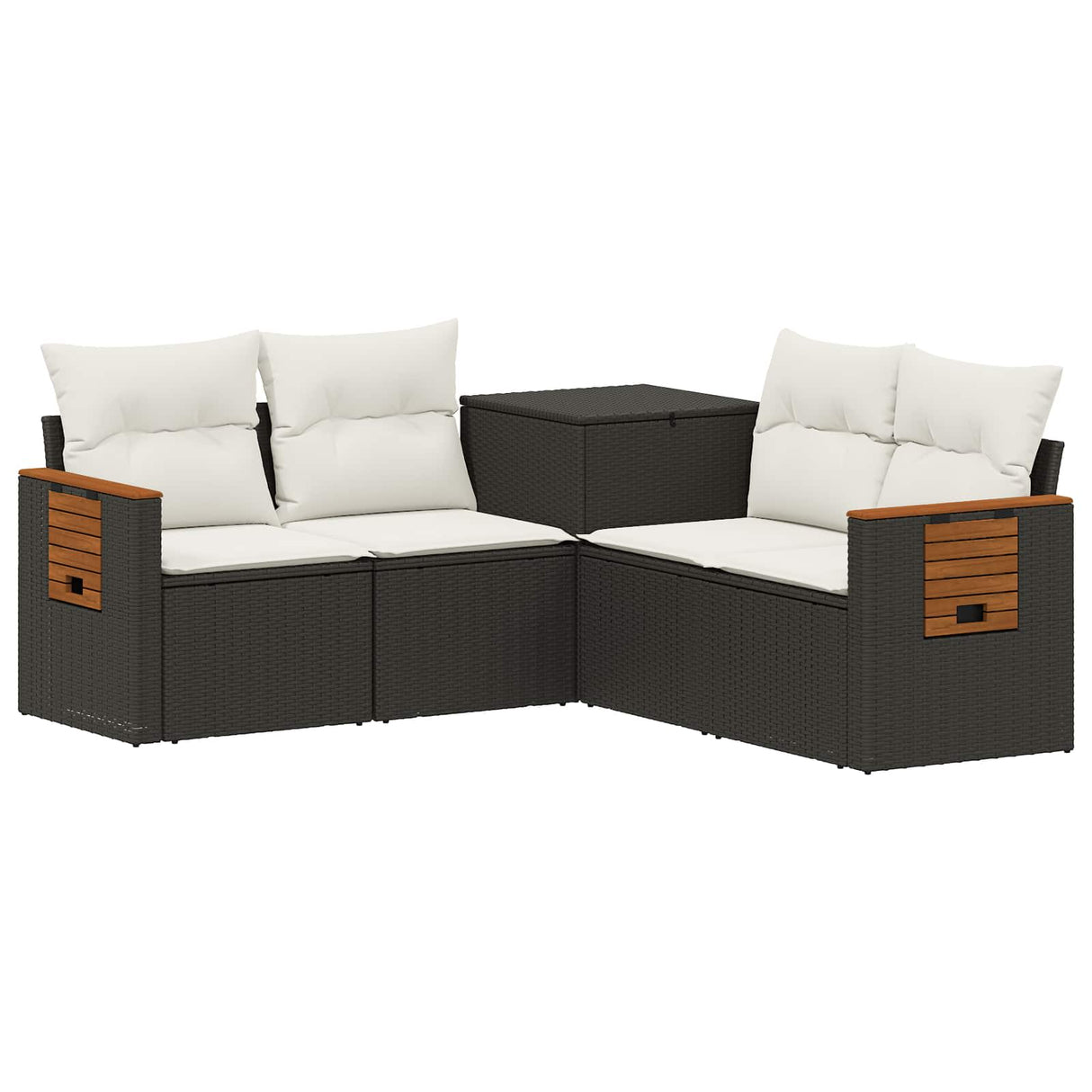 vidaXL Bankstel 5 st Zwart Poly Rattan en Staal