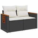 vidaXL Bankstel 5 st Zwart Poly Rattan en Staal
