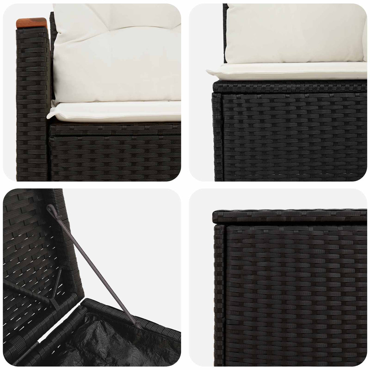 vidaXL Bankstel 5 st Zwart Poly Rattan en Staal