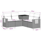 vidaXL Bankstel 5 st Zwart Poly Rattan en Staal