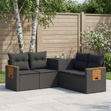 vidaXL Bankstel 5 st Zwart Poly Rattan en Staal