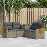 vidaXL Bankstel 5 st Zwart Poly Rattan en Staal