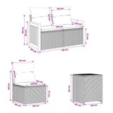 vidaXL Bankstel 5 st Zwart Poly Rattan en Staal